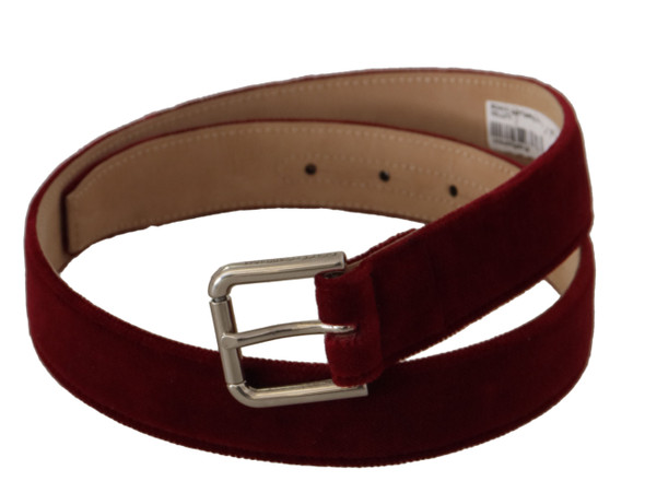 Red Velvet Silver Logo Engraved Metal Buckle Belt Red Velvet Silver Logo Engraved Metal Buckle Belt