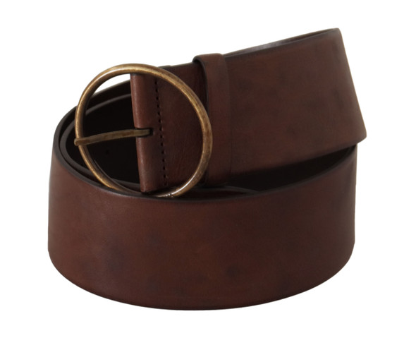Dark Brown Wide Waist Leather Metal Round Buckle Belt Dark Brown Wide Waist Leather Metal Round Buckle Belt