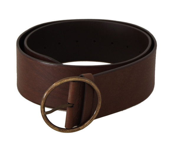 Dolce & Gabbana Brown Leather Wide Waist Logo Metal Round Buckle Belt Dolce & Gabbana Brown Leather Wide Waist Logo Metal Round Buckle Belt