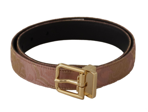 Rose Gold Leather Logo Engraved Metal Buckle Belt Rose Gold Leather Logo Engraved Metal Buckle Belt