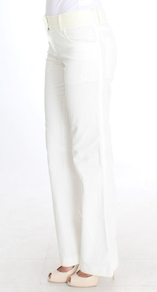Ermanno Scervino White Striped Straight Fit Pants Ermanno Scervino White Striped Straight Fit Pants
