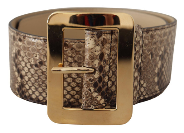 Brown Exotic Wide Waist Leather Gold Metal Buckle Belt Brown Exotic Wide Waist Leather Gold Metal Buckle Belt