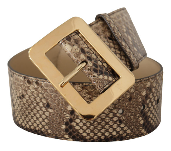 Brown Exotic Wide Waist Leather Gold Metal Buckle Belt Brown Exotic Wide Waist Leather Gold Metal Buckle Belt