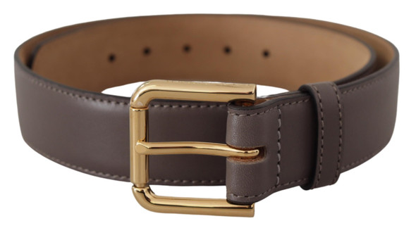 Gray Calfskin Leather Gold Metal Logo Buckle Belt Gray Calfskin Leather Gold Metal Logo Buckle Belt