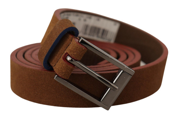 Brown Logo Engraved Metal Waist Buckle Belt Brown Logo Engraved Metal Waist Buckle Belt