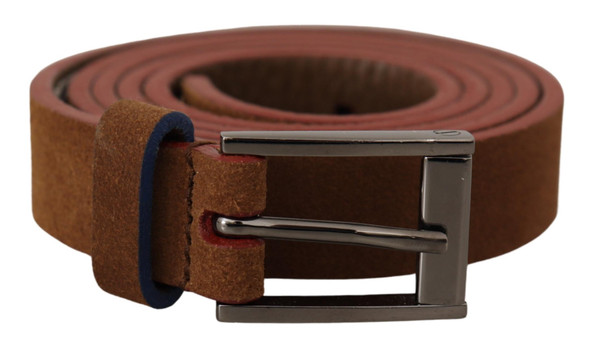 Brown Logo Engraved Metal Waist Buckle Belt Brown Logo Engraved Metal Waist Buckle Belt
