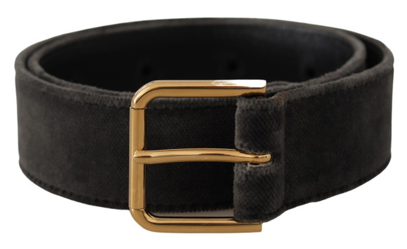 Dolce & Gabbana Brown Velvet Gold Tone Logo Metal Waist Buckle Belt Dolce & Gabbana Brown Velvet Gold Tone Logo Metal Waist Buckle Belt