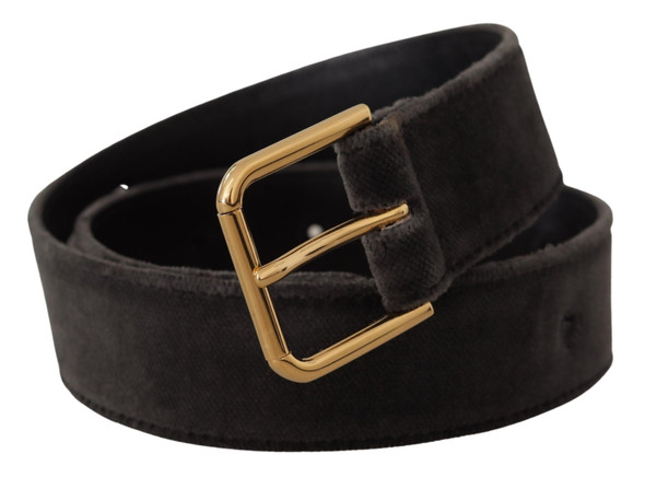 Dolce & Gabbana Brown Velvet Gold Tone Logo Metal Waist Buckle Belt Dolce & Gabbana Brown Velvet Gold Tone Logo Metal Waist Buckle Belt