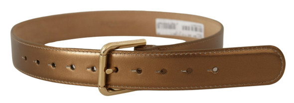 Dolce & Gabbana Bronze Leather Gold Logo Engraved Waist Buckle Belt Dolce & Gabbana Bronze Leather Gold Logo Engraved Waist Buckle Belt