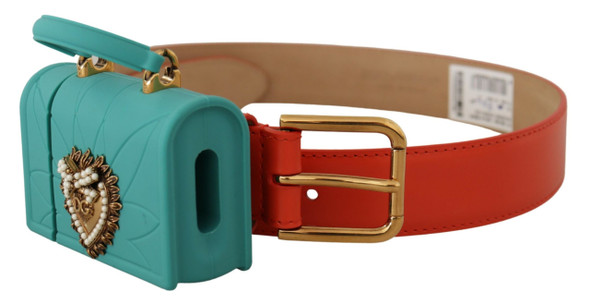 Orange Leather Devotion Heart Micro Bag Headphones Belt Orange Leather Devotion Heart Micro Bag Headphones Belt