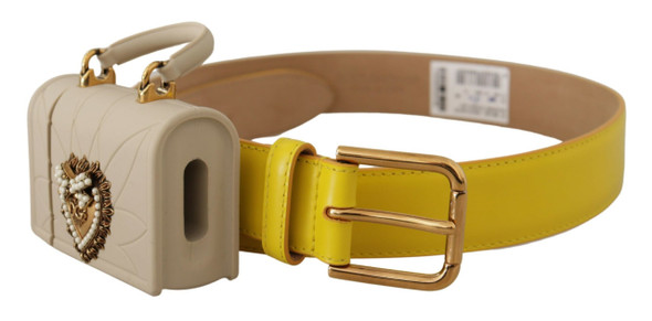Yellow Leather Devotion Heart Micro Bag Headphones Belt Yellow Leather Devotion Heart Micro Bag Headphones Belt