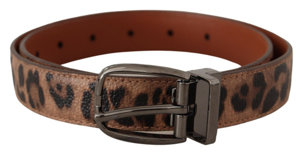 Dolce & Gabbana Brown Leopard Embossed Leather Buckle Belt Dolce & Gabbana Brown Leopard Embossed Leather Buckle Belt