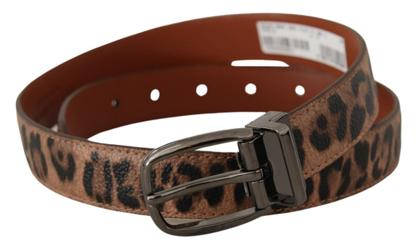 Brown Leopard Embossed Leather Buckle Belt Brown Leopard Embossed Leather Buckle Belt