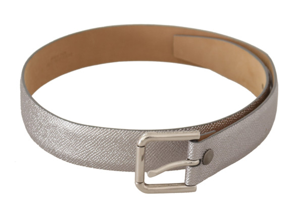 Metallic Silver Leather Metal Waist Buckle Belt Metallic Silver Leather Metal Waist Buckle Belt