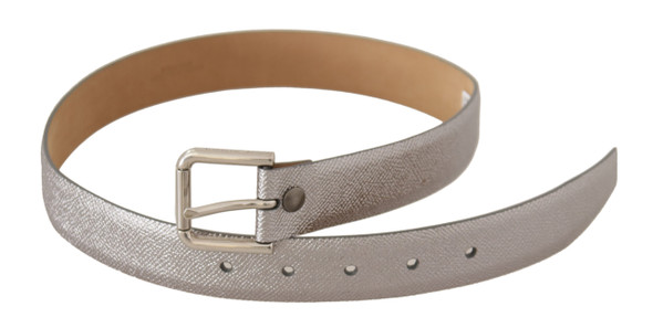 Metallic Silver Leather Metal Waist Buckle Belt Metallic Silver Leather Metal Waist Buckle Belt