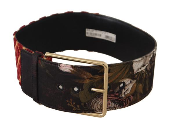 Multicolor Wide Leather Floral Gold Metal Buckle Belt Multicolor Wide Leather Floral Gold Metal Buckle Belt