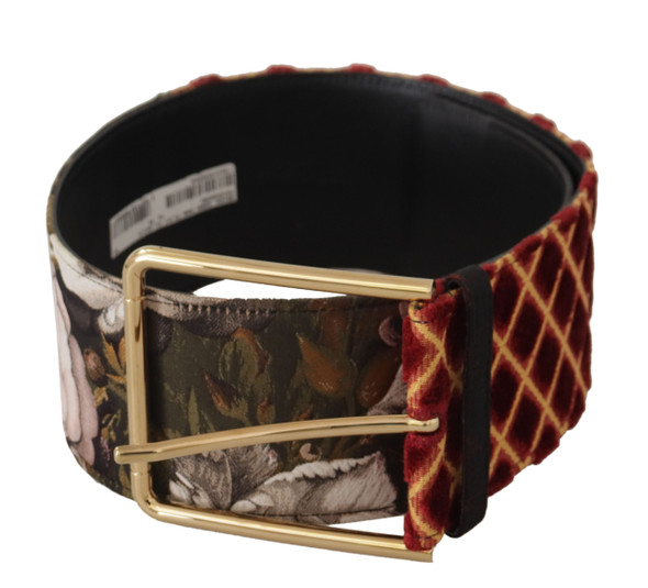 Multicolor Wide Leather Floral Gold Metal Buckle Belt Multicolor Wide Leather Floral Gold Metal Buckle Belt