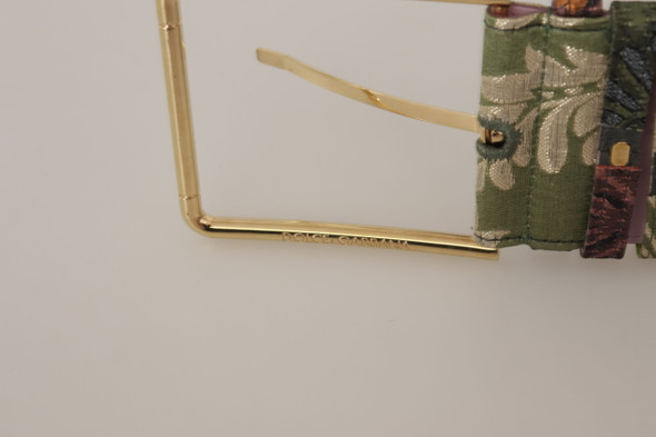 Multicolor Leather Embroidered Gold Metal Buckle Belt Multicolor Leather Embroidered Gold Metal Buckle Belt