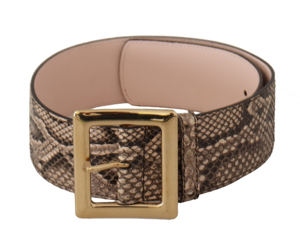 Dolce & Gabbana Beige Exotic Leather Wide Gold Metal Buckle Belt Dolce & Gabbana Beige Exotic Leather Wide Gold Metal Buckle Belt