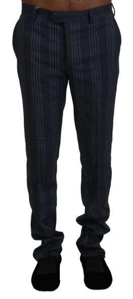 BENCIVENGA Gray Pure Wool Men Checkered Pants BENCIVENGA Gray Pure Wool Men Checkered Pants