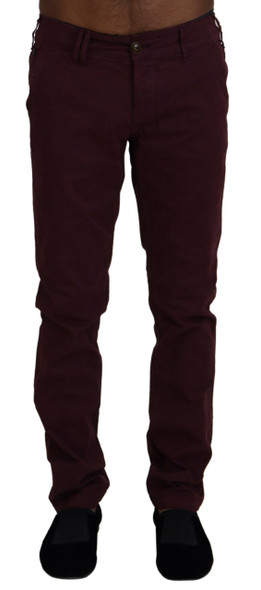 CYCLE Maroon Cotton Stretch Skinny Casual Men Pants CYCLE Maroon Cotton Stretch Skinny Casual Men Pants