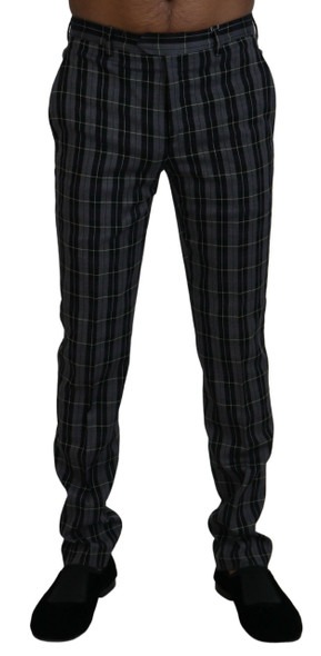 BENCIVENGA Gray Checkered Slim Fit Men Pants PAN74051 BENCIVENGA Gray Checkered Slim Fit Men Pants PAN74051