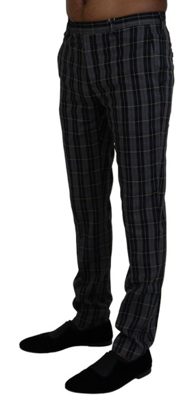 BENCIVENGA Gray Checkered Slim Fit Men Pants PAN74051 BENCIVENGA Gray Checkered Slim Fit Men Pants PAN74051