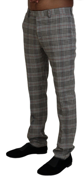 BENCIVENGA Gray Checkered Skinny Men Pants BENCIVENGA Gray Checkered Skinny Men Pants