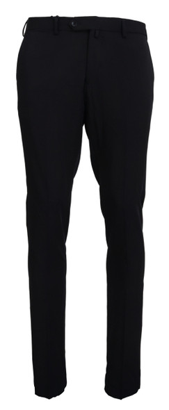 Black Polyester Tapered Dress Pants Black Polyester Tapered Dress Pants