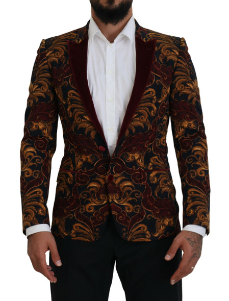 Multicolor Floral Single Breasted Martini Blazer Multicolor Floral Single Breasted Martini Blazer
