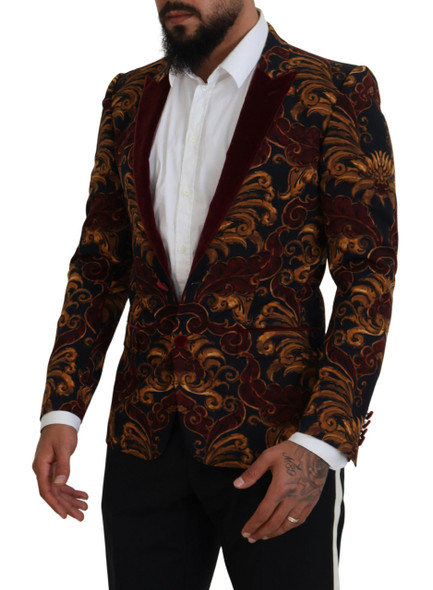 Multicolor Floral Single Breasted Martini Blazer Multicolor Floral Single Breasted Martini Blazer