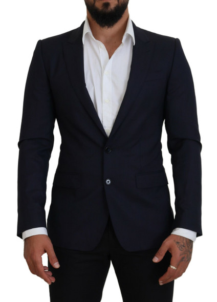 Blue Wool Slim Fit Formal Coat Blazer Blue Wool Slim Fit Formal Coat Blazer