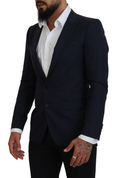 Blue Wool Slim Fit Formal Coat Blazer Blue Wool Slim Fit Formal Coat Blazer