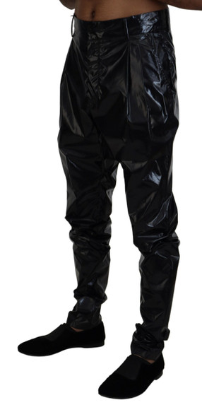 Black Shining Nylon Skinny Men Pants Black Shining Nylon Skinny Men Pants