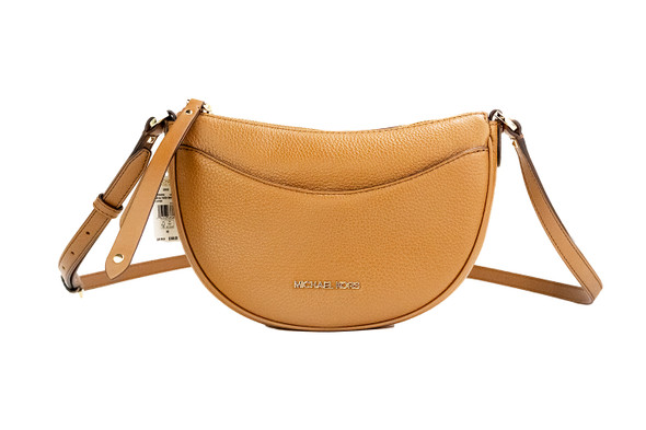 Dover Small Luggage Pebbled Leather Half Moon Crossbody Bag Purse Dover Small Luggage Pebbled Leather Half Moon Crossbody Bag Purse