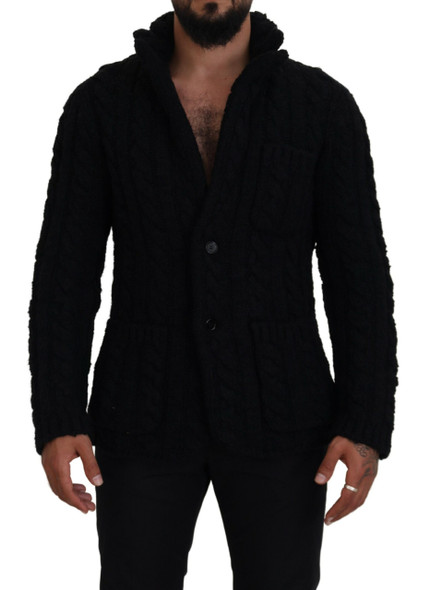 Black Wool Knit Button Cardigan Sweater Black Wool Knit Button Cardigan Sweater