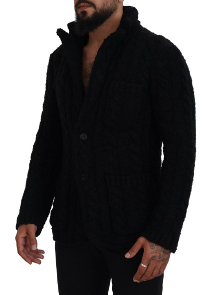 Black Wool Knit Button Cardigan Sweater Black Wool Knit Button Cardigan Sweater