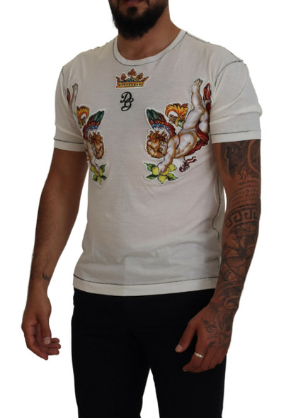 Dolce & Gabbana White Printed Short Sleeves Men T-shirt Dolce & Gabbana White Printed Short Sleeves Men T-shirt