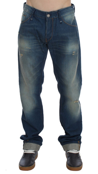 Blue Wash Denim Cotton Stretch Baggy Fit Jeans Blue Wash Denim Cotton Stretch Baggy Fit Jeans