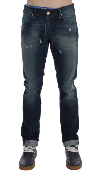 Blue Wash Cotton Denim Slim Fit Jeans Blue Wash Cotton Denim Slim Fit Jeans