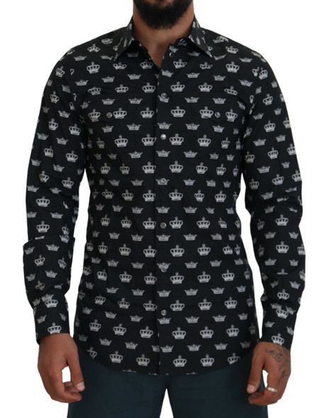 Black Crown Print GOLD Slim Shirt Black Crown Print GOLD Slim Shirt