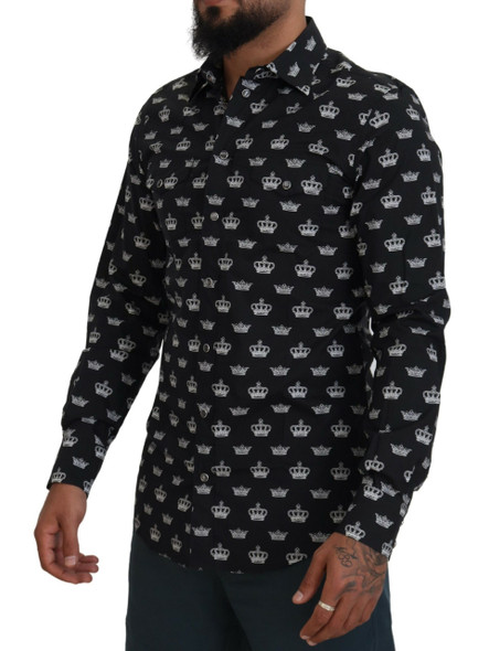Black Crown Print GOLD Slim Shirt Black Crown Print GOLD Slim Shirt