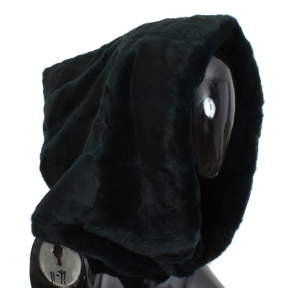 Dolce & Gabbana Green Weasel Fur Crochet Hood Scarf Hat Dolce & Gabbana Green Weasel Fur Crochet Hood Scarf Hat