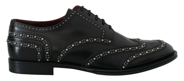 Dolce & Gabbana Black Leather Derby Dress Studded Shoes Dolce & Gabbana Black Leather Derby Dress Studded Shoes