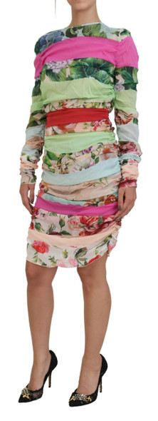 Multicolor Silk Floral Bodycon Sheath Dress Multicolor Silk Floral Bodycon Sheath Dress