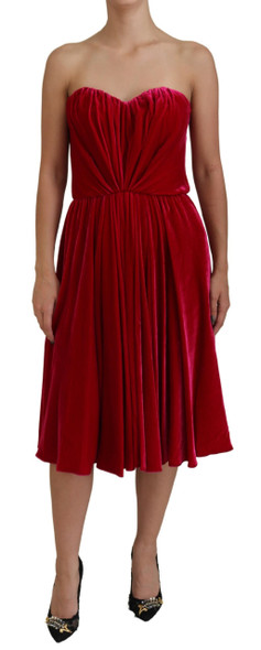 Dolce & Gabbana Pink Viscose Stretch Strapless A-line Dress Dolce & Gabbana Pink Viscose Stretch Strapless A-line Dress