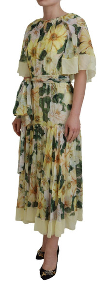 Multicolor Silk Floral Print Long Maxi Dress Multicolor Silk Floral Print Long Maxi Dress
