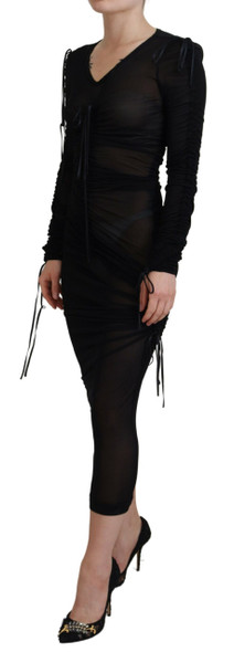 Black Viscose Bodycon Sheath Midi Dress Black Viscose Bodycon Sheath Midi Dress