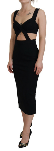 Dolce & Gabbana Black Viscose Bodycon Sheath Midi Dress DR28893 Dolce & Gabbana Black Viscose Bodycon Sheath Midi Dress DR28893