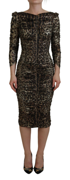 Dolce & Gabbana Multicolor Leopard Bodycon Sheath Midi Dress Dolce & Gabbana Multicolor Leopard Bodycon Sheath Midi Dress
